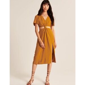 Elegant Mustard Midi Dress